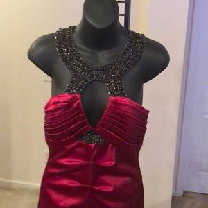 Red Satin with Black Rhinestones